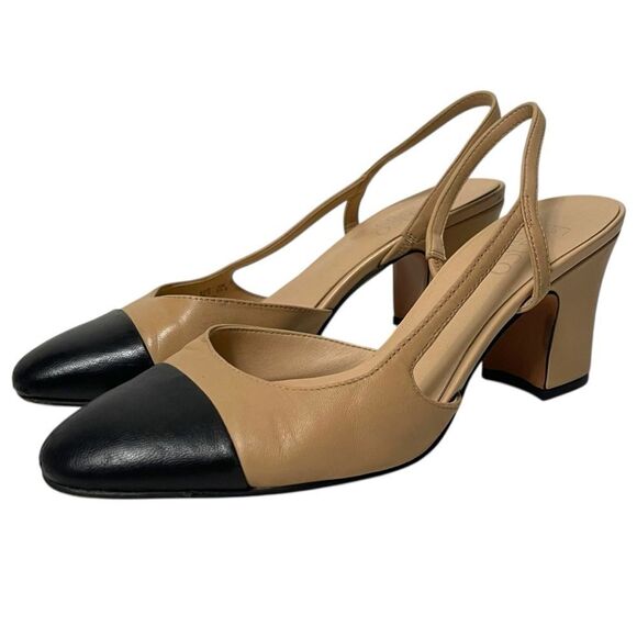 FRANCO SARTO Leather Cap Toe Slingback Heels 6.5 - Picture 4 of 12